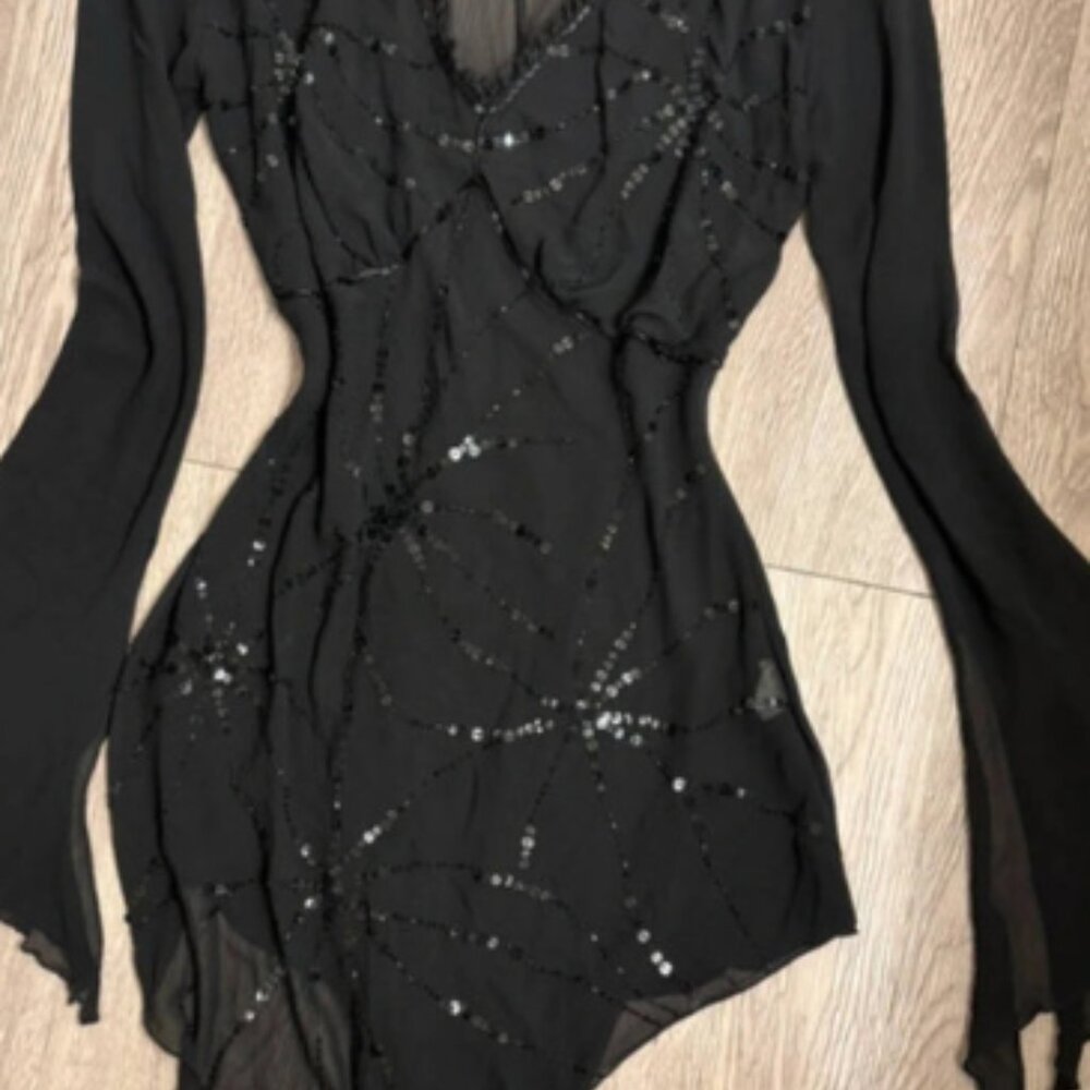 Whimsigoth Vintage Y2K Women's Top Large, Beaded, Embellished, Asymmetrical